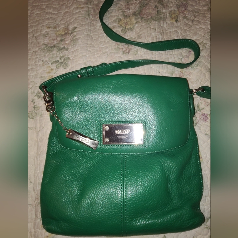 DKNY Green Leather Crossbody Bag